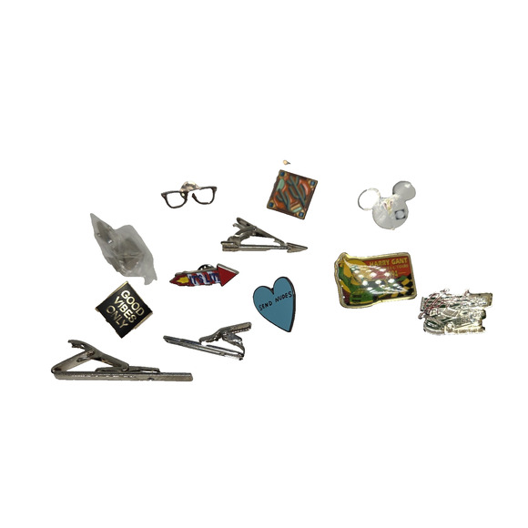 Vtg Tie Clips Tacs Pins Lot Mens Business Workwear Funny Nerd Fashion - Picture 1 of 7